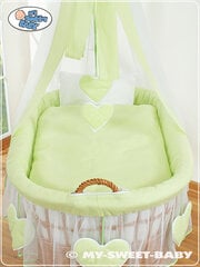 Beebivoodi Moses Basket/Wicker võrevoodi eesriidega - Amelie green hind ja info | Beebivoodid | kaup24.ee