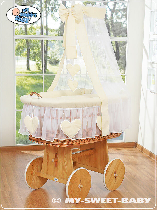 Beebivoodi Moses Basket/Wicker võrevoodi eesriidega - Amelie cream hind ja info | Beebivoodid | kaup24.ee