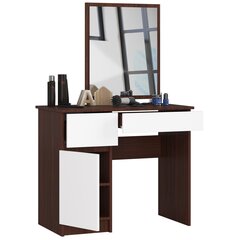 Туалетный столик с зеркалом 50x60 см, темно-коричневый/белый цена и информация | Туалетные столики | kaup24.ee
