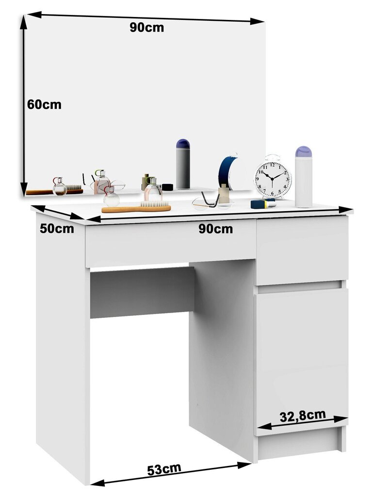 Tualettlaud koos peegliga 90x60 cm, Sonoma tamme värvi hind ja info | Meigilauad | kaup24.ee