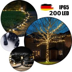 Профессиональная уличная гирлянда из 200 LED лампочек Brosberg, теплый белый цвет цена и информация | Гирлянды | kaup24.ee