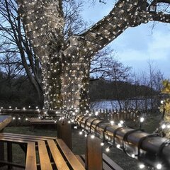 Профессиональная уличная гирлянда из 200 LED лампочек Brosberg, холодный белый цвет цена и информация | Гирлянды | kaup24.ee