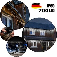 700 LED-pirniga professionaalne õue valguskett Jääpurikad Brosberg, musta kaabliga, külmvalge hind ja info | Jõulutuled | kaup24.ee
