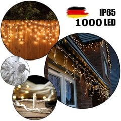 1000 LED-pirniga professionaalne õue valguskett Jääpurikad Brosberg, 30 m, soe valge цена и информация | Гирлянды | kaup24.ee