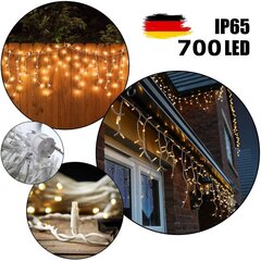 700 LED-pirniga professionaalne õue valguskett Jääpurikad Brosberg, 21 m, soe valge hind ja info | Jõulutuled | kaup24.ee