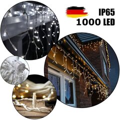 1000 LED-pirniga professionaalne õue valguskett Jääpurikad Brosberg, 30 m, külmvalge цена и информация | Гирлянды | kaup24.ee