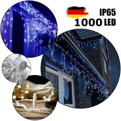 1000 светодиодных лампочек профессиональная уличная гирлянда Сосульки Brosberg, 30 м, синий цвет цена и информация | Гирлянды | kaup24.ee