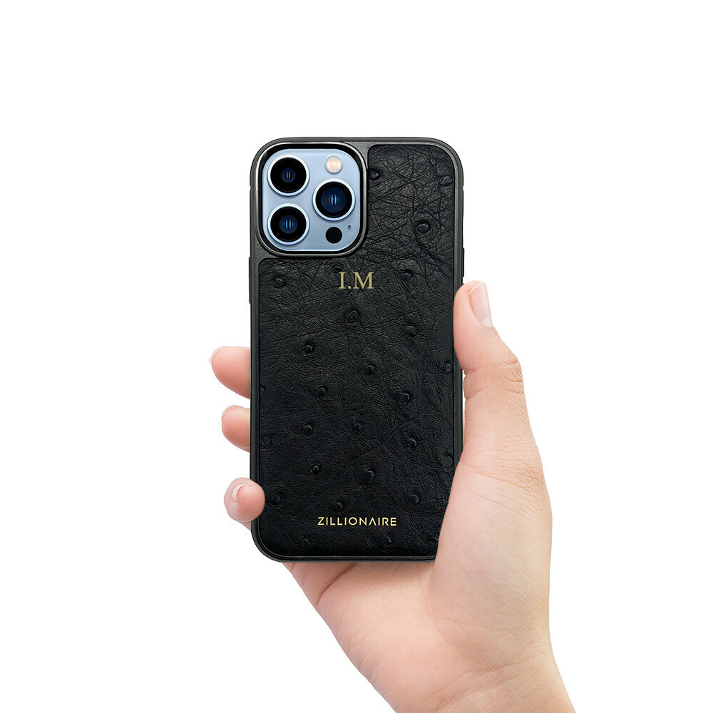 ZILLIONAIRE iPhone 13 Pro (6,1″) Ostrich Skin Nahast Ümbris – Must цена и информация | Telefoni kaaned, ümbrised | kaup24.ee