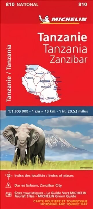 Tanzania & Zanzibar - Michelin National Map 810: Map цена и информация | Reisiraamatud, reisijuhid | kaup24.ee