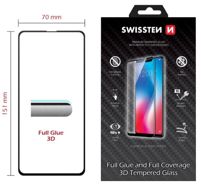 Swissten Ultra Durable Full Face Tempered Glass Apple iPhone 14 Plus Black цена и информация | Ekraani kaitsekiled | kaup24.ee