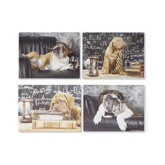 Картина DKD Home Decor, Полотно, Деревянный MDF, Пёс (4 шт.) (40 x 1.8 x 30 cm) цена и информация | Настенные деревянные декорации | kaup24.ee