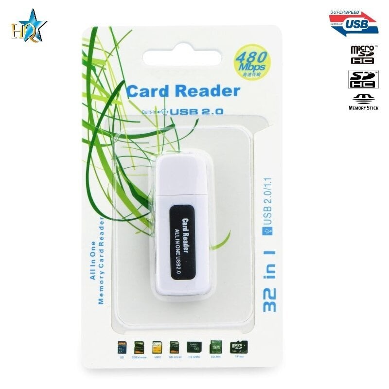 HQ USB 2.0 Flash Stick kaardilugeja 15in1 Micro SD / SD / Mini SD / XD / MS Duo / MMC valge цена и информация | USB jagajad, adapterid | kaup24.ee