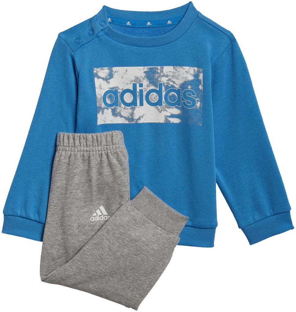 Laste spordikostüüm Adidas I Lin Ft Jog Grey Blue HF1910 HF1910/104 hind ja info | Poiste püksid | kaup24.ee