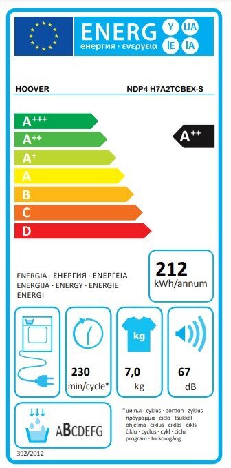 Hoover NDP4 H7A2TCBEX-S цена и информация | Pesukuivatid | kaup24.ee