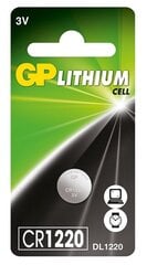Батарейка GP Lithium CR1220 (DL1220), 1 шт. цена и информация | Батарейки | kaup24.ee