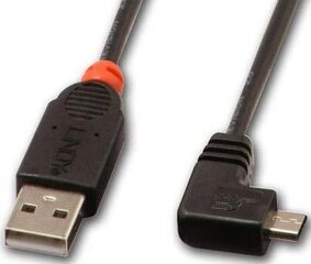 CABLE USB2 A TO MICRO-B 0.5M/90 DEGREE 31975 LINDY hind ja info | Mobiiltelefonide kaablid | kaup24.ee