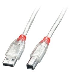 CABLE USB2 A-B 0.5M/TRANSPARENT 41751 LINDY цена и информация | Кабели и провода | kaup24.ee