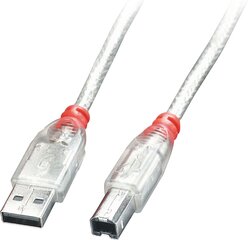 CABLE USB2 A-B 0.2M/TRANSPARENT 41750 LINDY hind ja info | Mobiiltelefonide kaablid | kaup24.ee