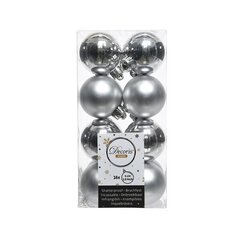 Елочные шары 021776, 16 шт., 4 см, серебристые цена и информация | Ёлочные игрушки | kaup24.ee