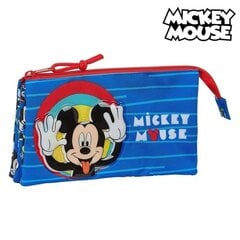 Kolme tõmblukuga pliiatsikarp Mickey Mouse Me Time punane sinine hind ja info | Pinalid | kaup24.ee