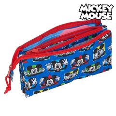 Kolme tõmblukuga pliiatsikarp Mickey Mouse Me Time punane sinine hind ja info | Pinalid | kaup24.ee