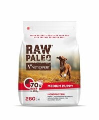 Toores Paleo teraviljavaba kuivtoit keskmiste tõugude kutsikatele Puppy Medium veiselihaga, 280 g hind ja info | Kuivtoit koertele | kaup24.ee