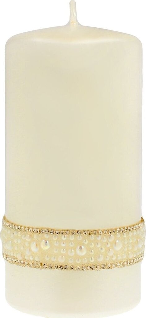 Dekoratiivne küünal Artman Crystal Opal Pearl valge - keskmine rull, 1 tk цена и информация | Küünlad, küünlajalad | kaup24.ee