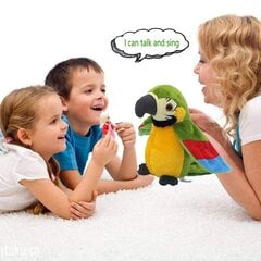 Interaktiivne papagoi, taasesitab helisid, 16 cm. hind ja info | Pehmed mänguasjad | kaup24.ee