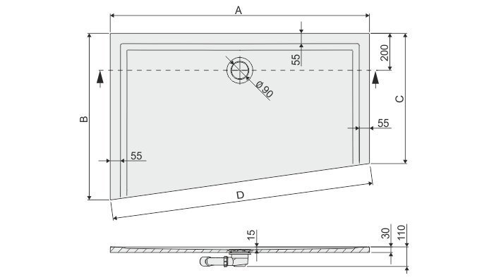 Dušialus Sanplast Space Mineral BTL-M/Space 90x120x1,5 värv hall цена и информация | Dušialused | kaup24.ee