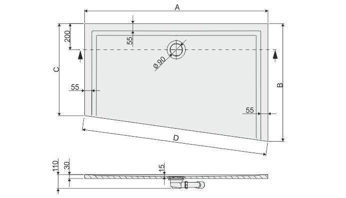 Dušialus Sanplast Space Mineral BTP-M/Space 90x120x1,5 värv valge цена и информация | Dušialused | kaup24.ee