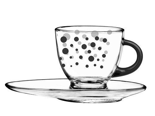 Tass Glasmark taldrikuga DOTS BLACK, 1 tk hind ja info | Klaasid, tassid ja kannud | kaup24.ee