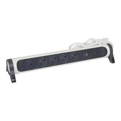 Legrand Kaitsepikenduskaabel 5x2PZ + USB A / C 1,5m, valge цена и информация | Pikendusjuhtmed, kaablid | kaup24.ee