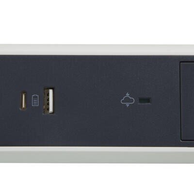 Legrand Kaitsepikenduskaabel 5x2PZ + USB A / C 1,5m, valge цена и информация | Pikendusjuhtmed, kaablid | kaup24.ee