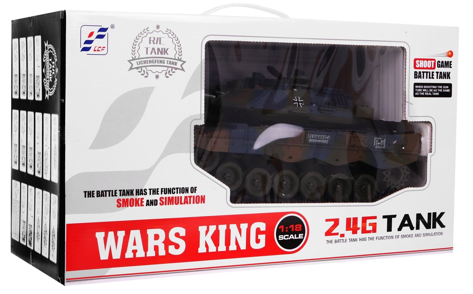 Kaugjuhitav suitsuefektiga tank Wars King R/C Tank, roheline hind ja info | Poiste mänguasjad | kaup24.ee