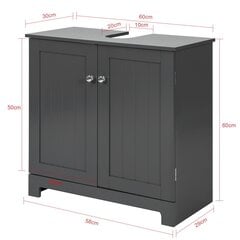 Valamualune kapp, tumehall, 60 x 60 x 30 cm, BZR18-DG цена и информация | Шкафчики для ванной | kaup24.ee