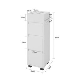 SoBuy White Bathroom Cabinet Bathroom Storage Cabinet Unit with 3 Drawers,BZR29-W цена и информация | Шкафчики для ванной | kaup24.ee