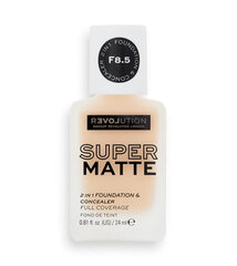 Суперматирующая тональная основа Revolution Relove Super Matte Foundation, F8.5, 24 мл цена и информация | Пудры, базы под макияж | kaup24.ee