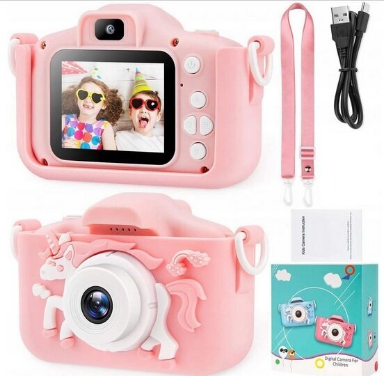 Laste fotokaamera "Ükssarvik" +16GB MICROSD hind ja info | Tüdrukute mänguasjad | kaup24.ee