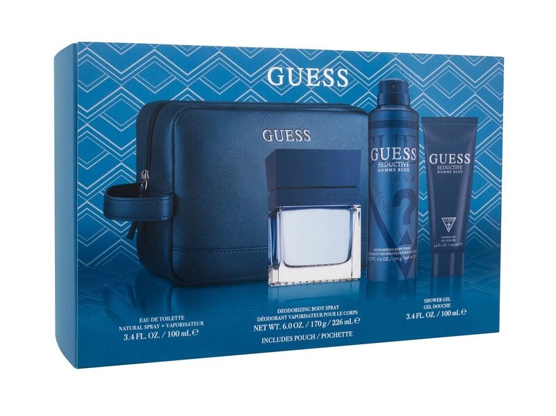 Komplekt meestele Guess Seductive Blue: EDT 100ml + dušigeel 100ml + deodorant 226ml + kosmeetikakott
