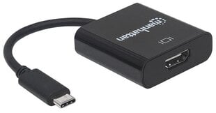 Adapter Manhattan AV USB-C 3.1 to HDMI M/F 1080P/4K, must hind ja info | Mobiiltelefonide kaablid | kaup24.ee