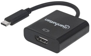 Adapter Manhattan AV USB-C 3.1 to HDMI M/F 1080P/4K, must hind ja info | USB jagajad, adapterid | kaup24.ee