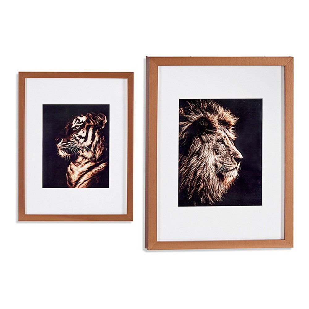 Maal Tiiger lõvi kristall pronks puitlaastplaat (33 x 3 x 43 cm) hind ja info | Seinapildid | kaup24.ee