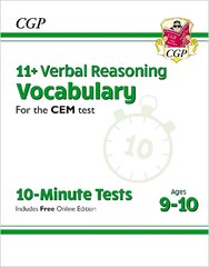 11plus CEM 10-Minute Tests: Verbal Reasoning Vocabulary - Ages 9-10 (with   Online Edition) цена и информация | Развивающие книги | kaup24.ee