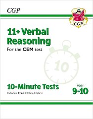 11plus CEM 10-Minute Tests: Verbal Reasoning - Ages 9-10 (with Online Edition) цена и информация | Развивающие книги | kaup24.ee