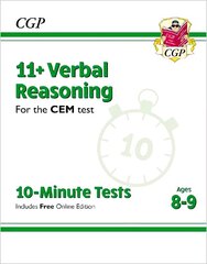 11plus CEM 10-Minute Tests: Verbal Reasoning - Ages 8-9 (with Online Edition) hind ja info | Laste õpikud | kaup24.ee