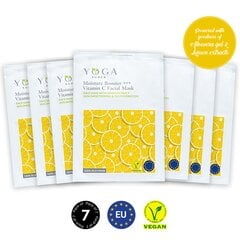 100% vegan ja siidist Näomask sidruni ekstraktiga Yogasuper, 7 tk Näomaskid vitamiiniga C ja hüaluroonhappega hind ja info | Näomaskid, silmamaskid | kaup24.ee