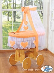 Beebivoodi Moses Basket/Punutud võrevoodi eesriidega- Amelie peach hind ja info | Beebivoodid | kaup24.ee