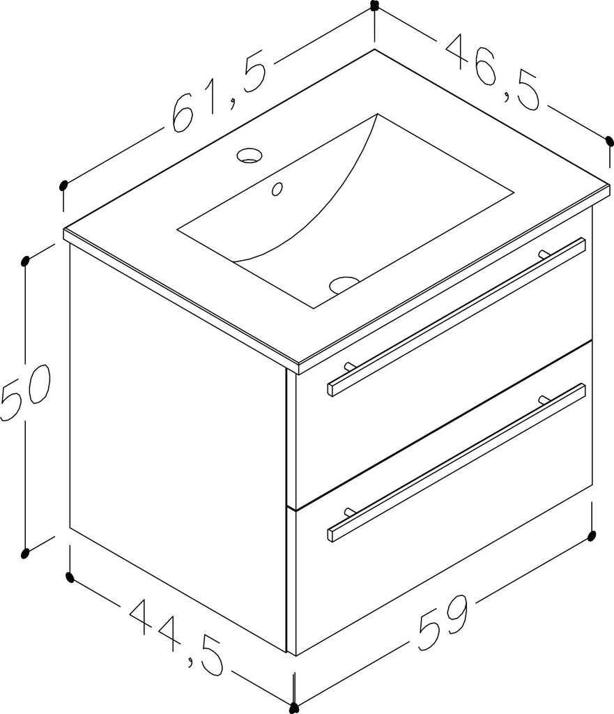 Vannitoakapp valamuga Serena 61 cm, tamm цена и информация | Vannitoakapid | kaup24.ee