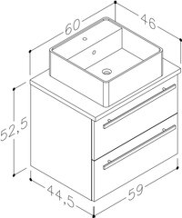 Vannitoakapp valamu ja lauaga 60 cm, tamm II hind ja info | Vannitoakapid | kaup24.ee