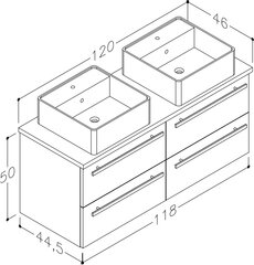 Vannitoakapp valamu ja lauaga 120 cm, valge III цена и информация | Шкафчики для ванной | kaup24.ee